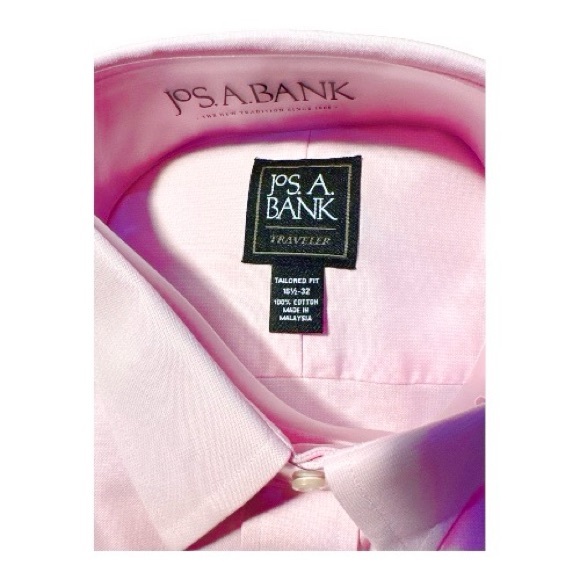 Jos A Bank Traveler Pink Dress Shirt Tailored Fit NWT Multiple Sizes - Picture 6 of 7